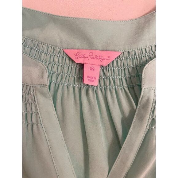 Lilly Pulitzer Bailey Silk Sleeveless Button Detail Turquoise Top XS - Picture 6 of 6
